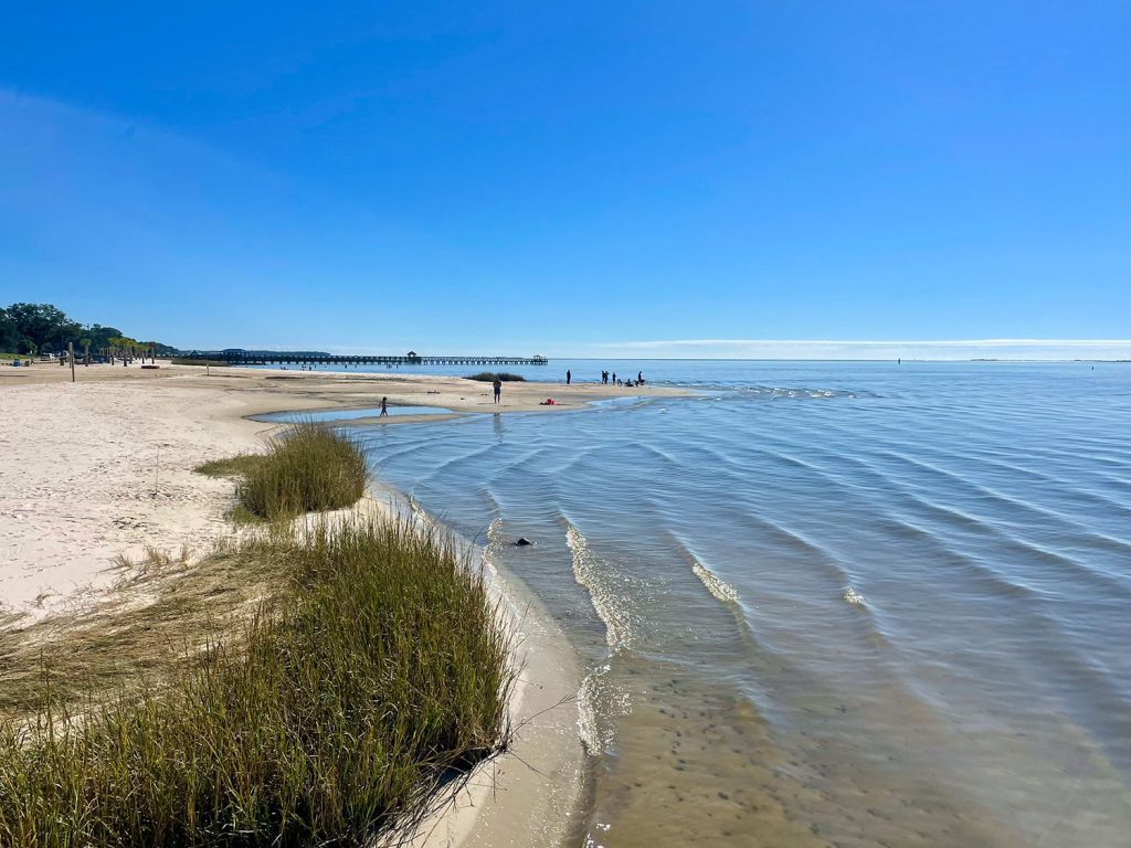 Flat Bay Waters at Beach In Ocean Springs Mississippi