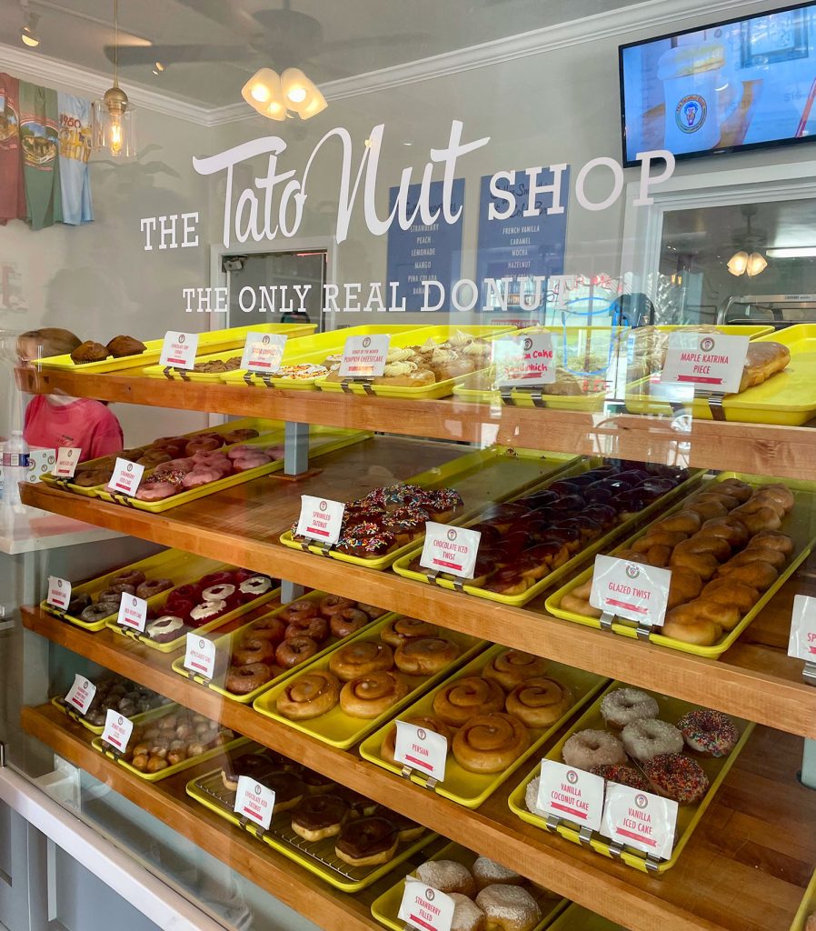 Display of Tato Nut Shop Donuts In Ocean Springs Mississippi